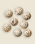 Striped wooden beads with large holes, 8 pack
