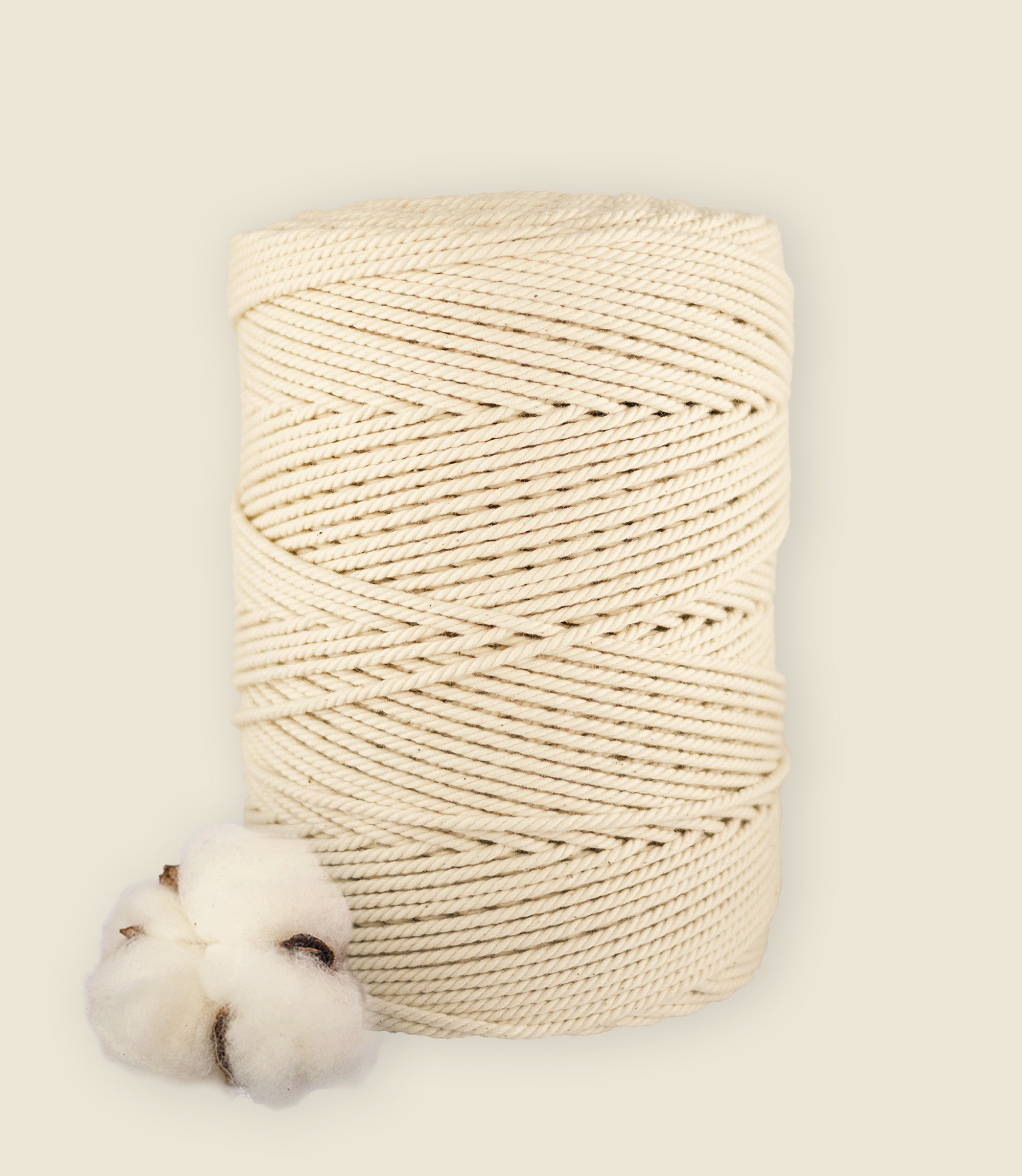 4mm Single Strand Cotton Macrame Cord / Bulk Fiber Art String