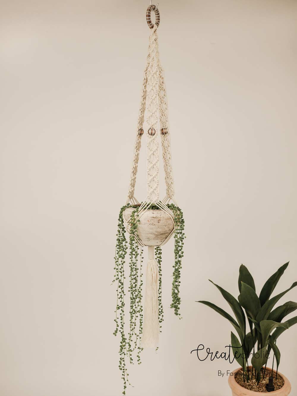 Beginner Macrame Plant Hanger DIY Kit, Terracotta and Twine