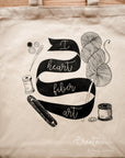 Tote bag "I heart fiber art" (100% recycled cotton)