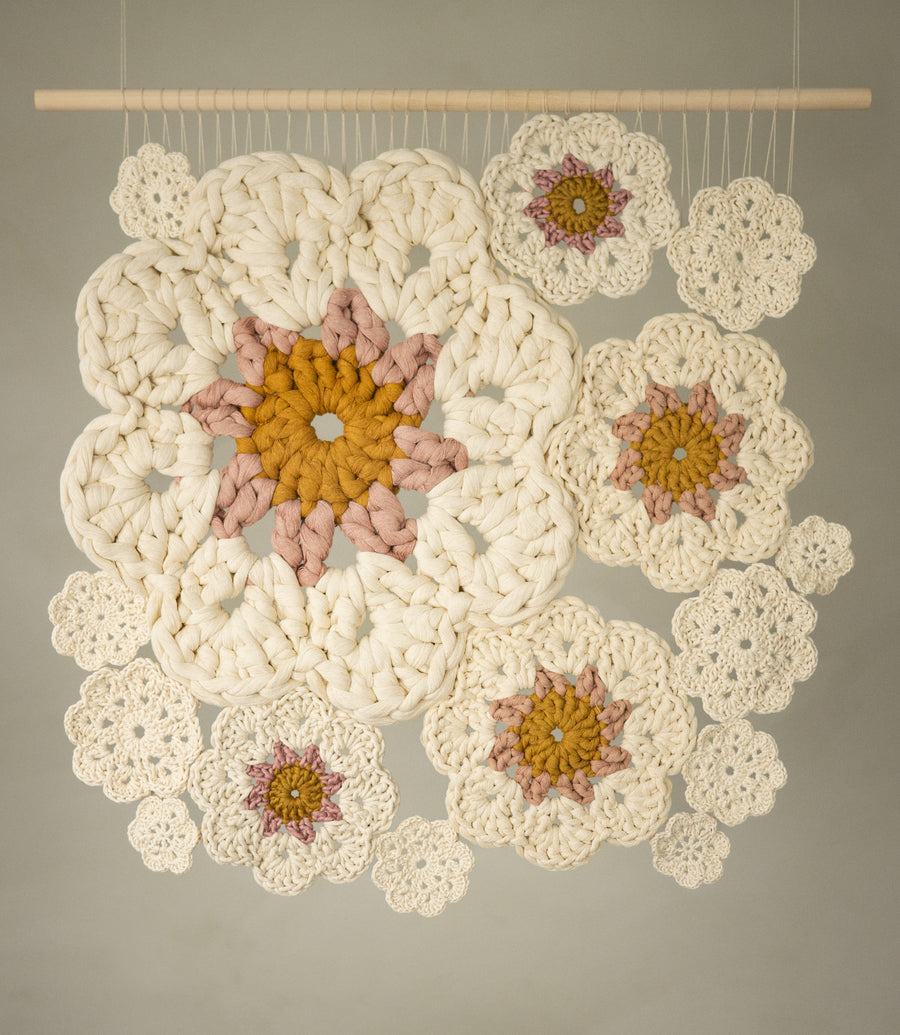 Crochet wall hanging, "Blossom"