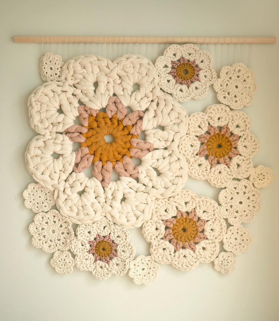 Crochet wall hanging, "Blossom"