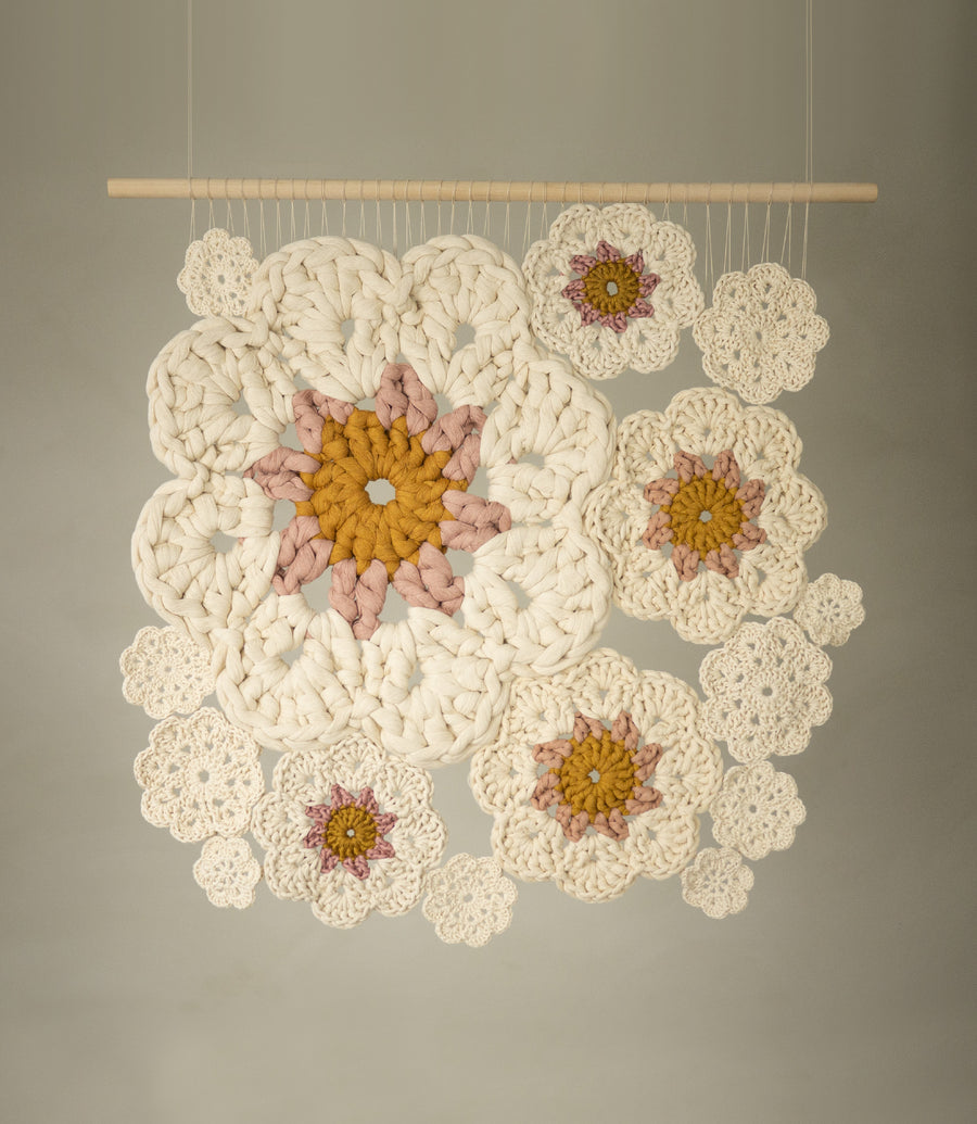 Crochet wall hanging, "Blossom"