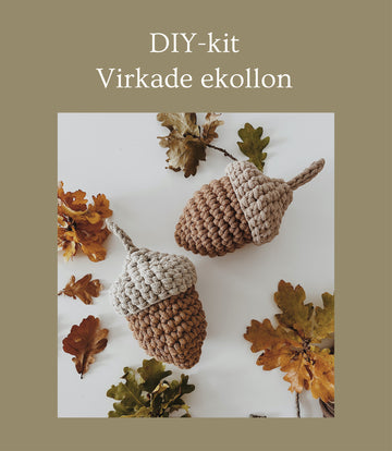 DIY kit, crocheted acorns (Swedish)
