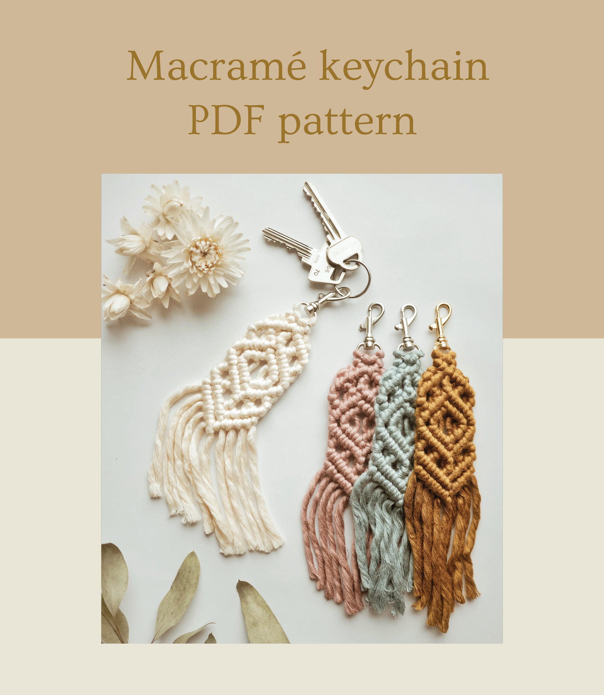 Macramé keychain, PDF pattern – Createaholic