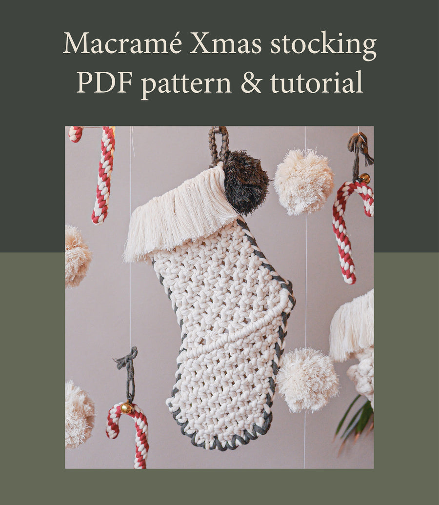 Macramé Christmas stocking pattern and tutorial
