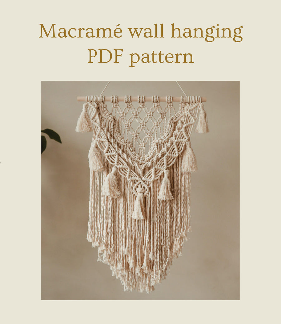 Macramé wall hanging, PDF pattern and tutorial