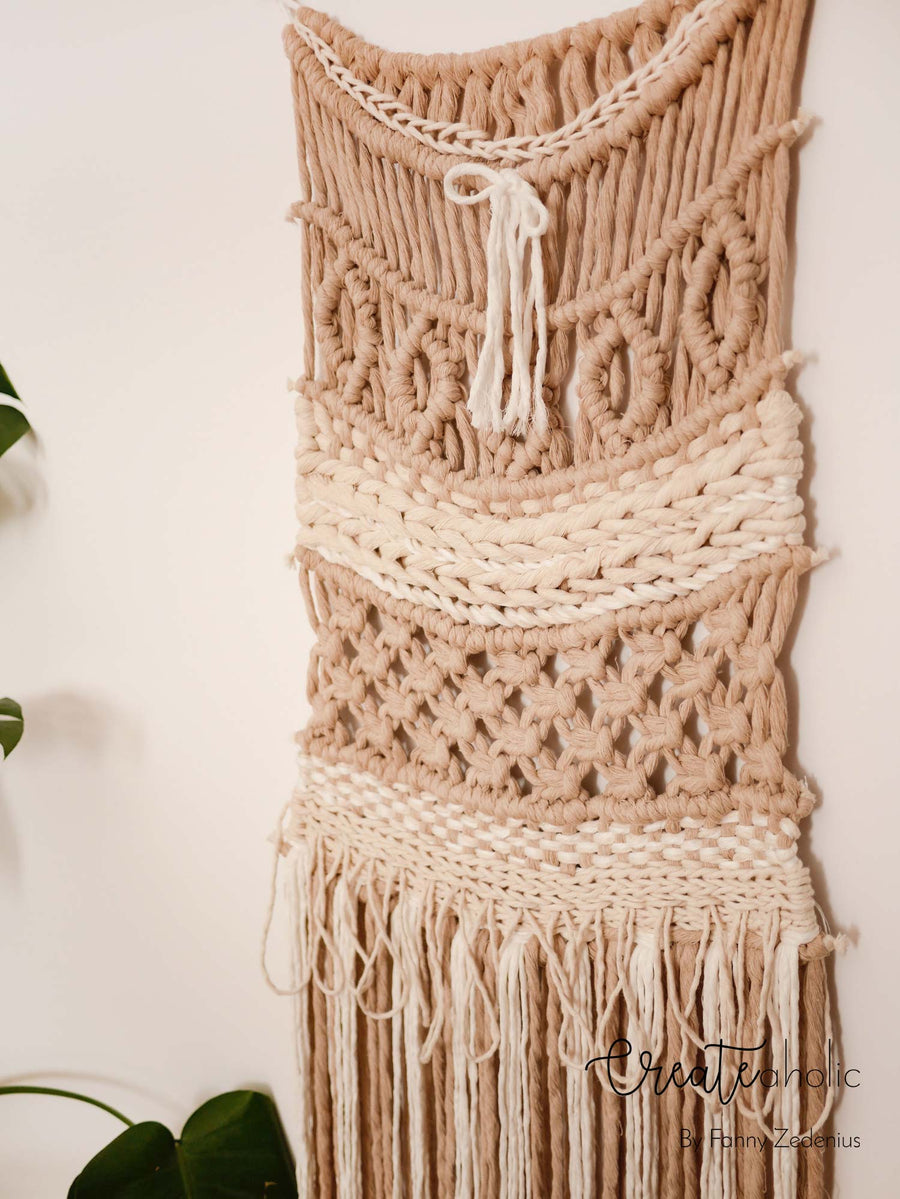 Macramé wallhanging, no. 2 of "The Beige Sisters"