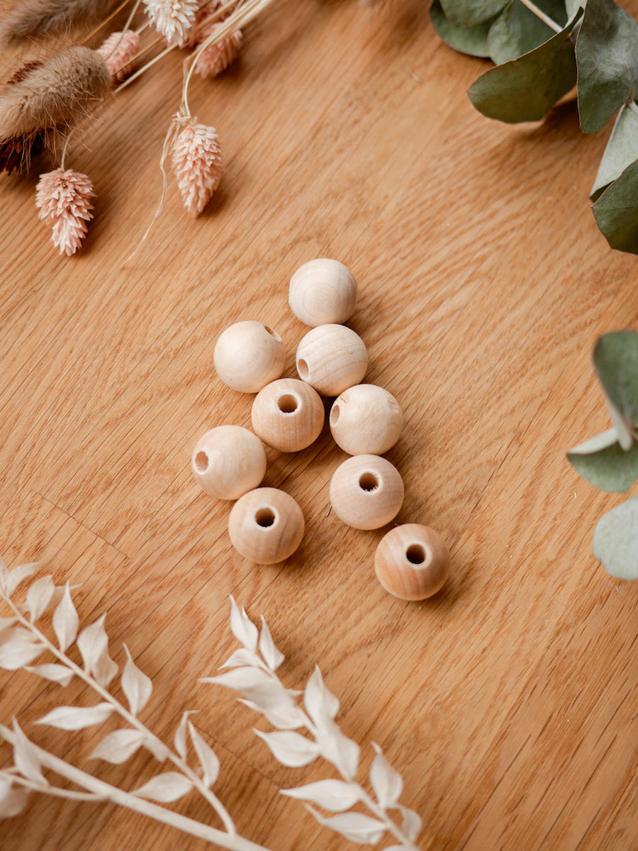 Wooden beads with small holes
