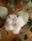 Pipa knot pendant, silver